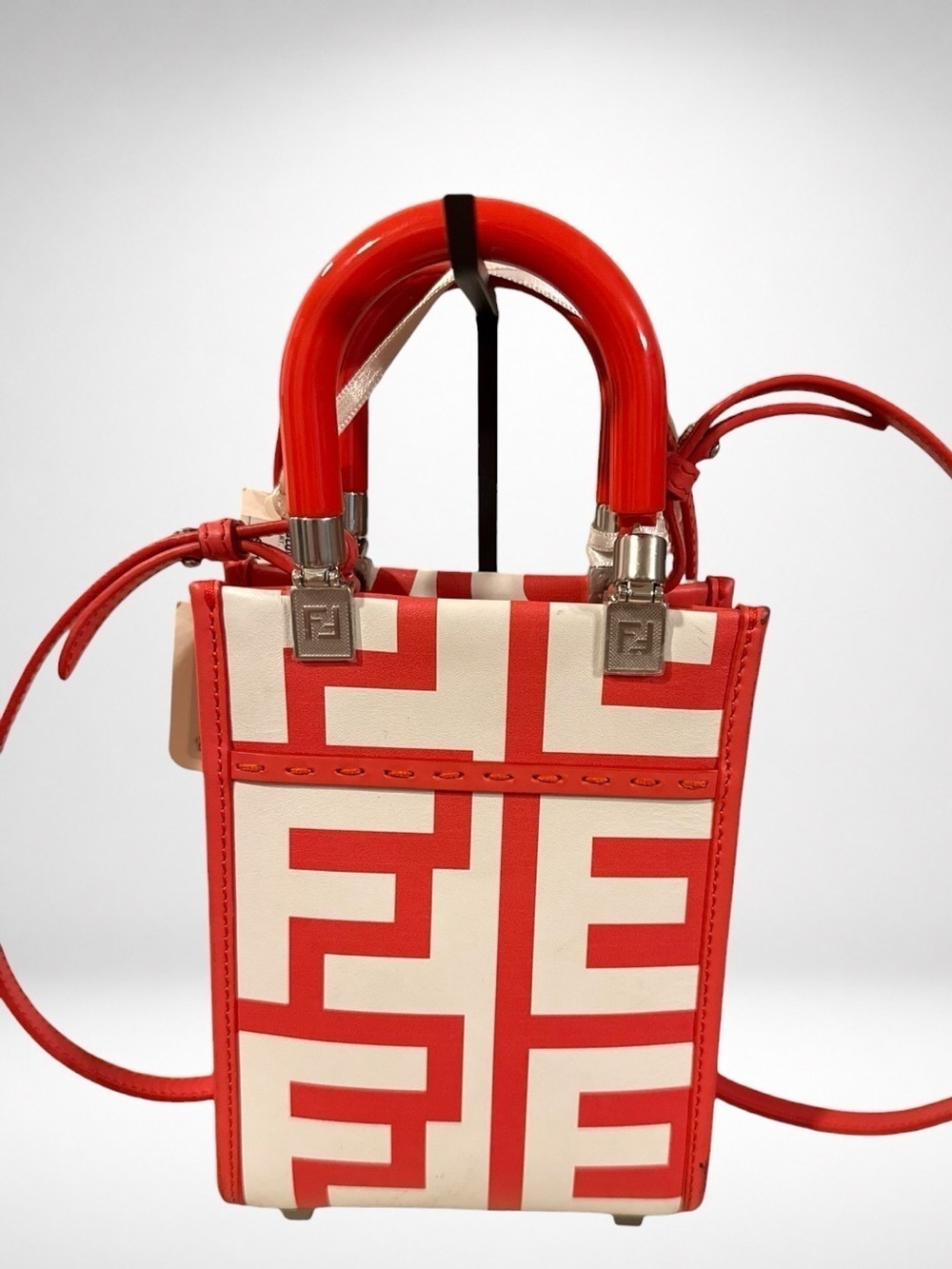 Fendi x Marc Jacobs Sunshine Mini Tote Coral Leather Crossbody Bag Y2K - Picture 5 of 16